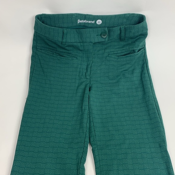 Betabrand Straight leg dress pants Green XS Zip button 4 pocket Cuff hem Stretch - Picture 3 of 13